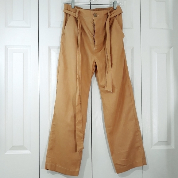 Past Life the Collective Pants - Past Life The Collective Organic Linen and Cotton Brownish Pants Belted Size 0